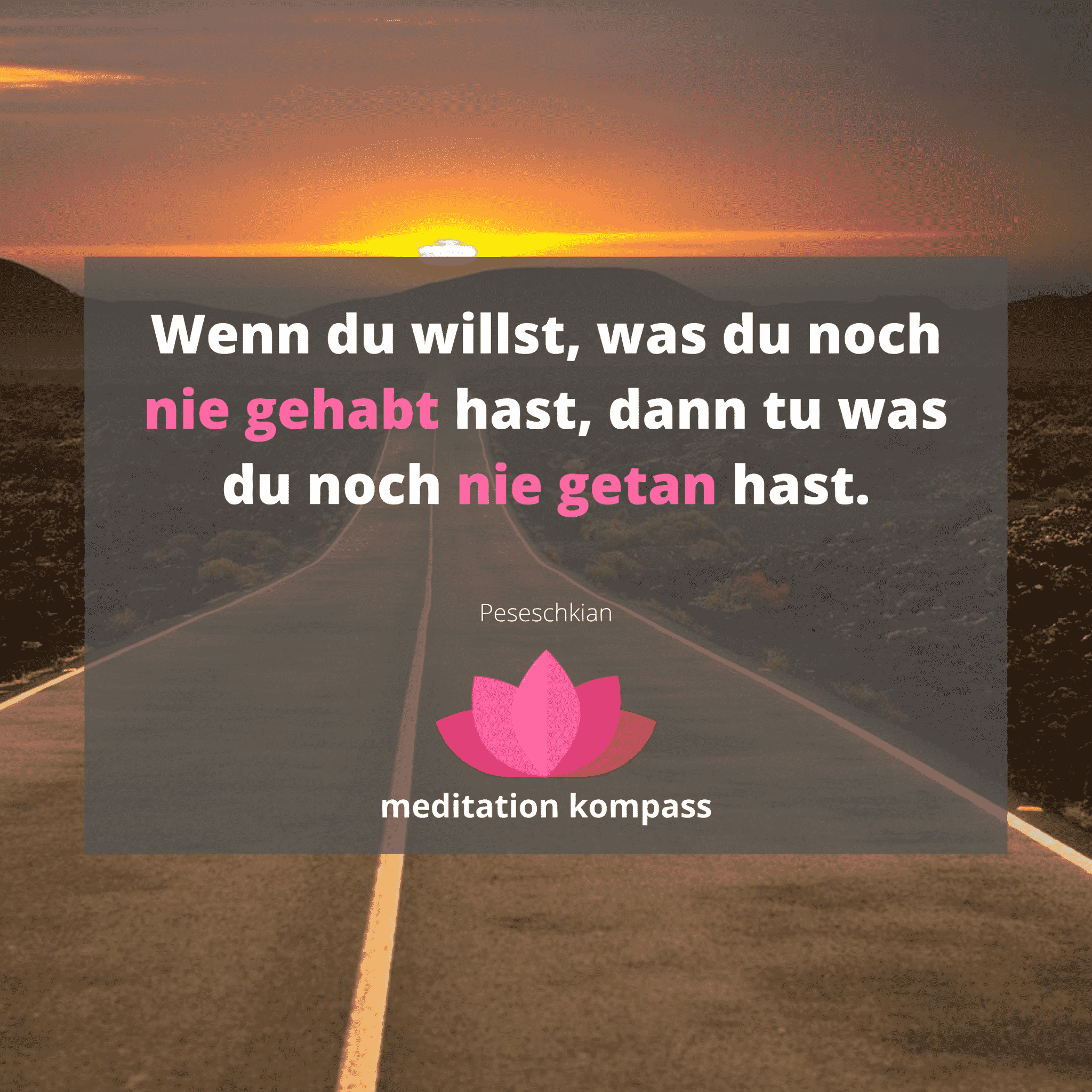 Wenn du willst, was du noch nie gehabt hast, dann tu was du noch nie getan hast. meditation